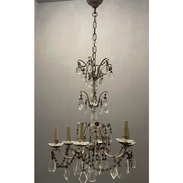 Italian Silver Crystal Chandelier, 1940s For Sale - Image 4 of 17