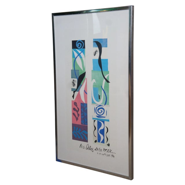 Vintage framed print of Henri Matisse’s “Beasts of the Sea” (1950), housed at the National Gallery of Art, Washington,...