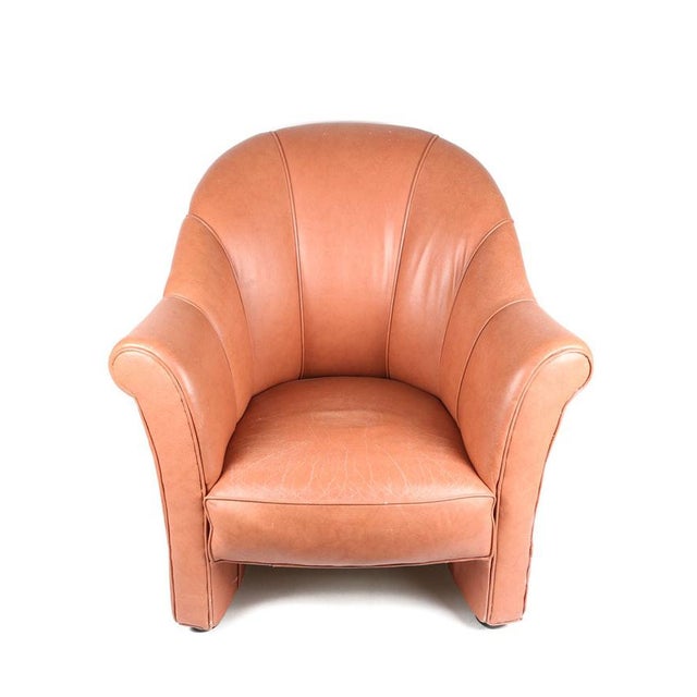 Late 20th Century Vintage Art Deco Style Leather Armchairs A Pair