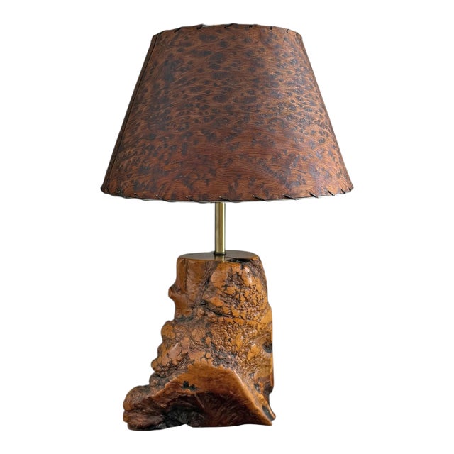 Mid-20th Century American Burl Wood Lamp For Sale