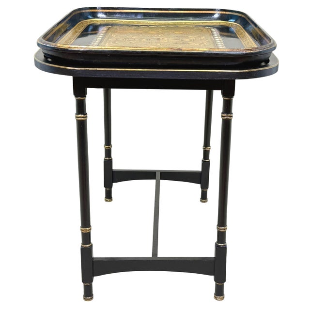 Antique Papier Mache Tray on Stand, 1875 For Sale - Image 13 of 16