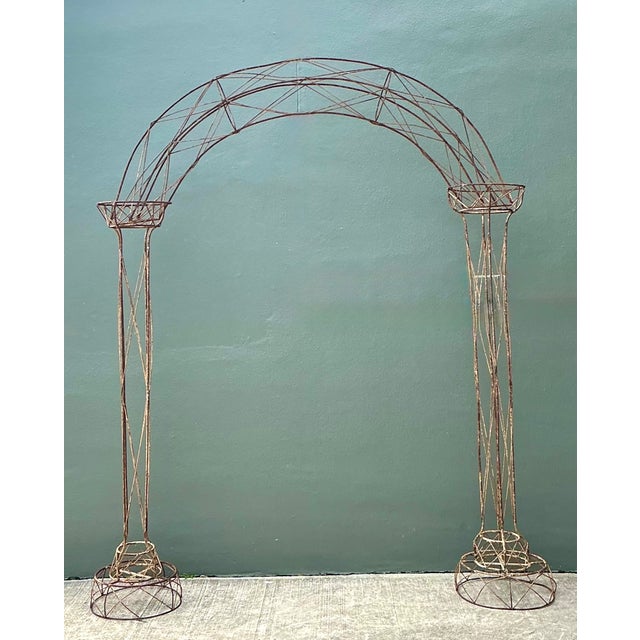 Vintage Patinated Wire Frame Garden Arch For Sale - Image 4 of 14
