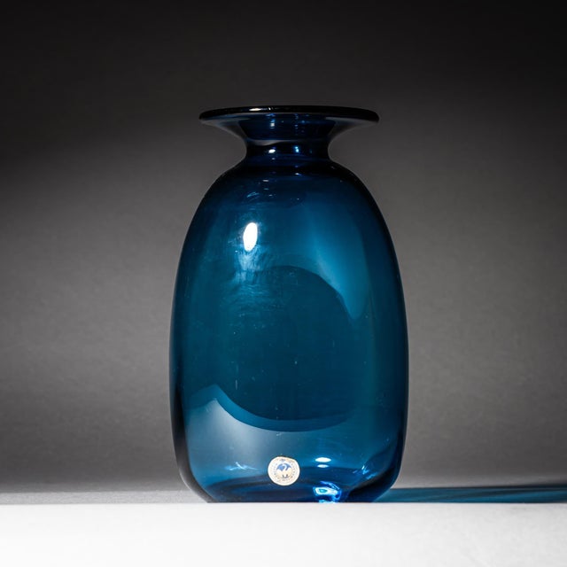 Mid-Century Modern Blue “Capri” Glass Vase by Kastrup Holmegaard, Denmark, 1960s/70s For Sale - Image 3 of 7