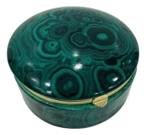 1990s Faux Malachite Ceramic Box