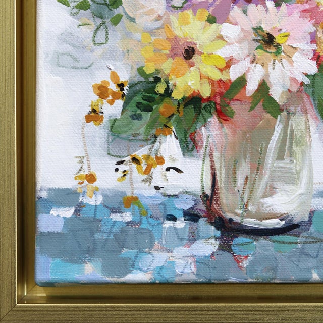 That One Vintage Tablecloth - Abstract Floral Still Life Mixed Media Original Artwork by Kellie Newsome For Sale - Image 4 of 9