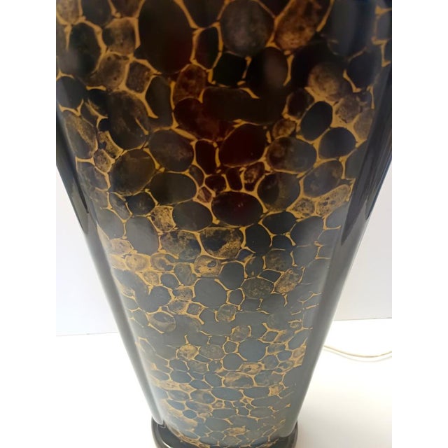 Vintage Italian Black and Gold Glazed Ceramic Table Lamps, 1980s, Set of 2 For Sale - Image 12 of 15