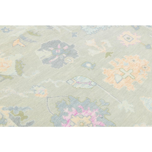 2020s 8x10 Modern Oushak Style Hand-Knotted Wool Area Rug – Pastel Sage & Slate Blue For Sale - Image 5 of 10