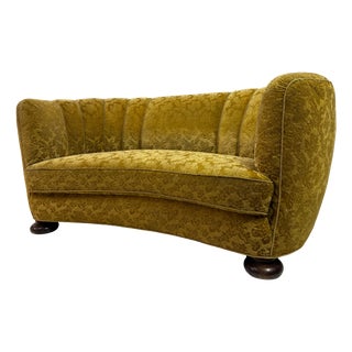 Vintage Danish Curved Banana Sofa, 1930s For Sale