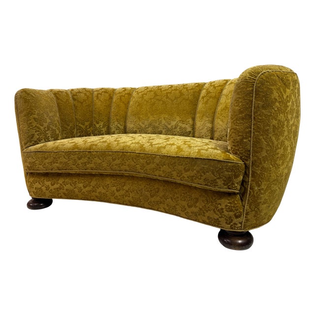 Vintage Danish Curved Banana Sofa, 1930s For Sale