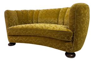 Vintage Danish Curved Banana Sofa, 1930s