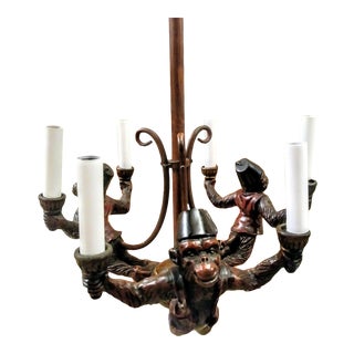 Vintage Bill Huebbee Style 6 Arm Flying Monkey Light Chandelier For Sale
