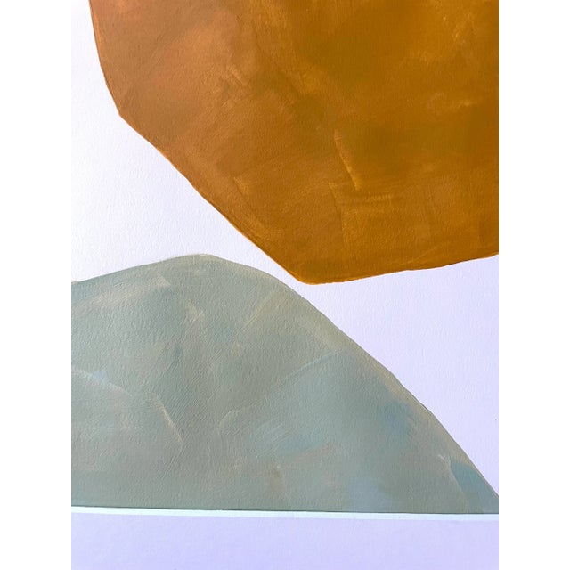 Contemporary abstract minimalist painting on paper. Framed in gold frame Each work from R.K. Red is varnished to protect...