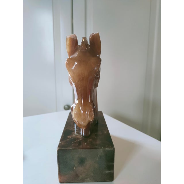 Alabaster Horse Head Sculpture, 1960s For Sale - Image 4 of 9