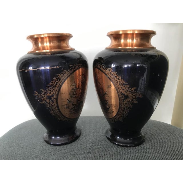 Metal Copper Painted Vase in a Horseshoe from Ab, Set of 2 For Sale - Image 7 of 18