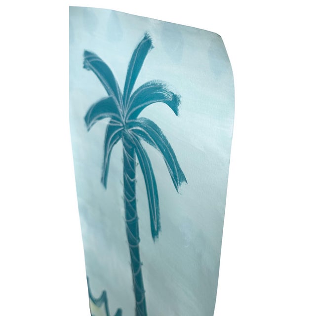 Abstract original palm tree painting on watercolor paper measuring 9 inches by 12 inches overall. By Charleston based...