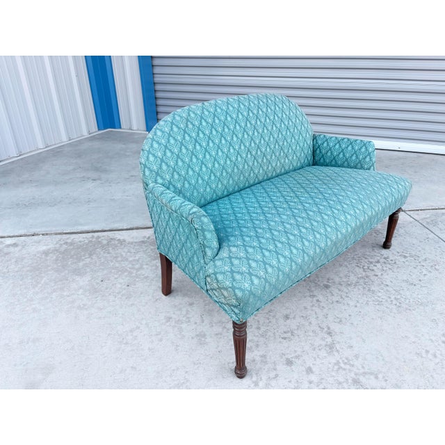 1960s Mid Century Mahogany Small Loveseat For Sale In Los Angeles - Image 6 of 12