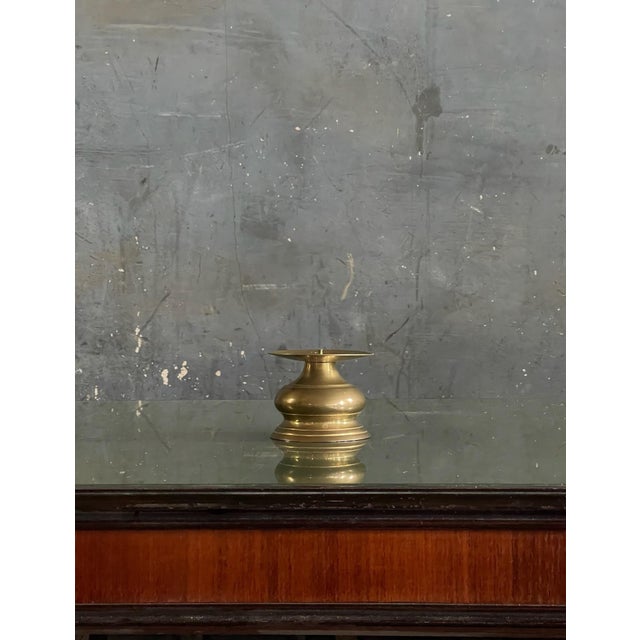 Traditional Vintage Solid Brass Candle Holder For Sale - Image 3 of 5