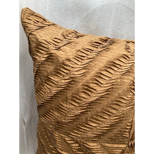 Contemporary Modern Pleated Tuck Diamond Silk Euro Sham For Sale - Image 3 of 6