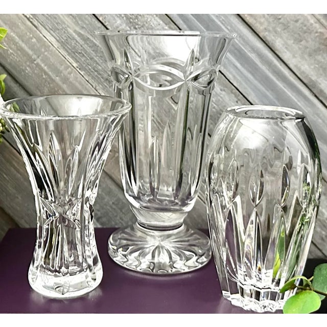 Late 20th Century Vintage Waterford Crystal Blown Glass Crystal Bud Vases - Set of 3 For Sale - Image 5 of 8