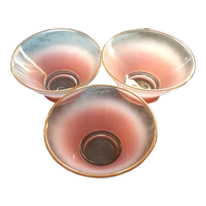 Vintage Blendo Pink Gold Rim Glass Bowls- Set of 3