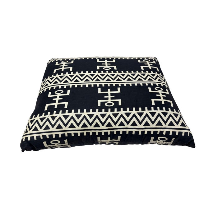Textile African Custom Made Black and White Kente Cloth Pillow 22" W For Sale - Image 7 of 7