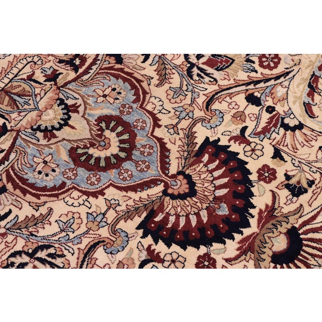 Shabby Chic 1990's Medallion Pak-Persian Ivory/Red Wool Rug - 10'3'' X 13'8'' For Sale - Image 4 of 9