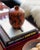 A hand-incised and hand-painted ceramic vase designed by Dietmar Liedke for Karlsruher Majolika in the 1970s. Graphic...