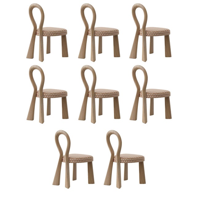 Textile Mary III Dining Chairs with Wood or Lacquered Legs by Ottiu, Set of 8 For Sale - Image 7 of 7