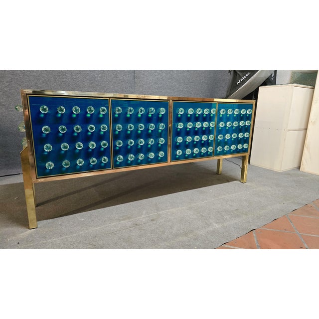 Handmade Italian Brass and Murano Glass Sideboard with 120 Spheres from Justfurnituress SRL For Sale - Image 11 of 12
