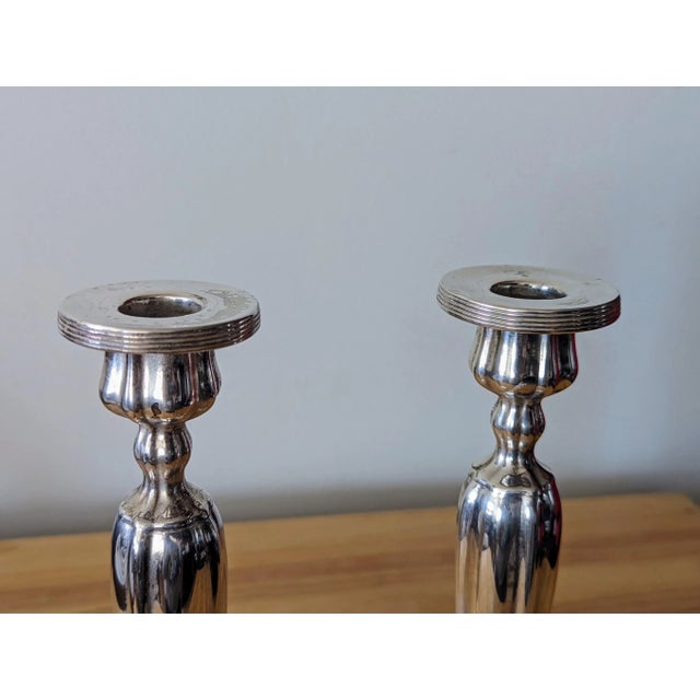 1940s Pair of 1940s W B Manufacturing Co. #2220 Traditional Candlesticks For Sale - Image 5 of 7