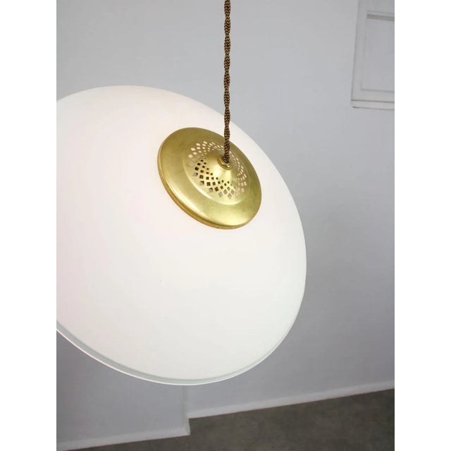 Mid-Century Italian Saucer Glass and Brass Pendant Lamp For Sale - Image 11 of 18