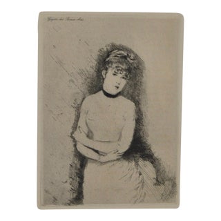 1884 Giuseppe de Nittis "Jeune Femme" Drypoint Etching For Sale