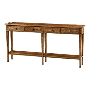 Long Narrow Country Console - Walnut Finish