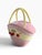 Mid-Century Modern Vintage Pink Woven Basket Cherry Cookie Jar With Yellow Handle For Sale - Image 3 of 6