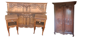 Normandy Oak Bedroom Set, 1890, Set of 4