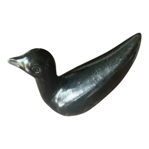 1980s Black Stone Modernist Bird Figurine Marked 550