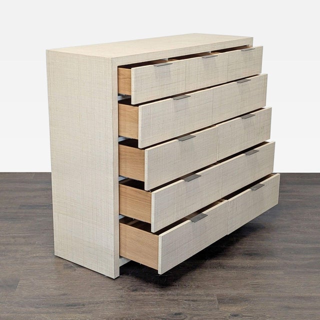 Modern Restoration Hardware Burke 11-Drawer Modern Raffia Dresser For Sale - Image 3 of 11