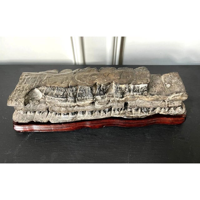 Chinese Scholar Rock Wuling Stone on Stand For Sale - Image 12 of 13