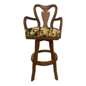 Cherry Wood Custom Swivel Bar Stool Ethan Allen Style Vintage "Mint" Condition.