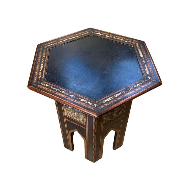 19th Century Moroccan Hexagonal Pedestal Table, 1890s For Sale - Image 3 of 14