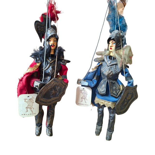 Lanzafame Company, Sicilian Puppet Couple Orlando and Angelica, 1985, Iron and Wood For Sale
