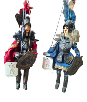 Lanzafame Company, Sicilian Puppet Couple Orlando and Angelica, 1985, Iron and Wood