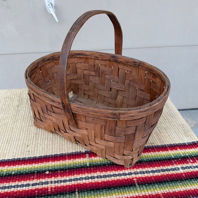 Antique Rectangular Split Oak Gathering Basket, Circa 1900 For Sale - Image 9 of 12