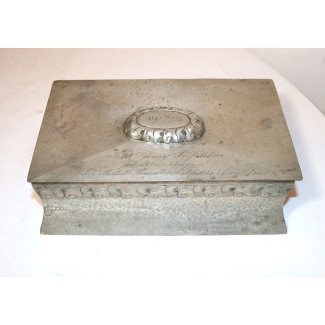 Up for sale is a very rare antique hand tooled Norwegian pewter presentation box. It is tooled by hand out of thick pewter...
