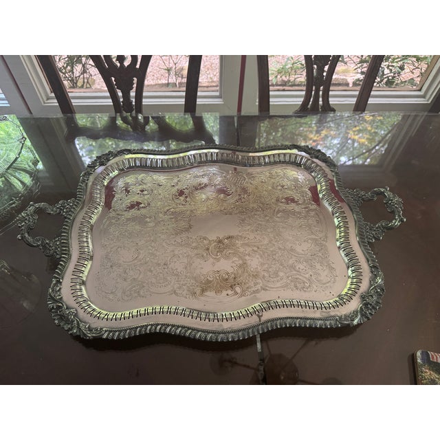 This is a very high-quality Victorian silver-plated footed butler tray by crown silver company , probably dating from...