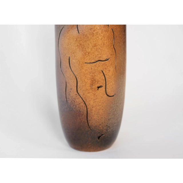2000 - 2009 Dan Ishler Modernist Studio Pottery Incised Relief Horse Vase For Sale - Image 5 of 13