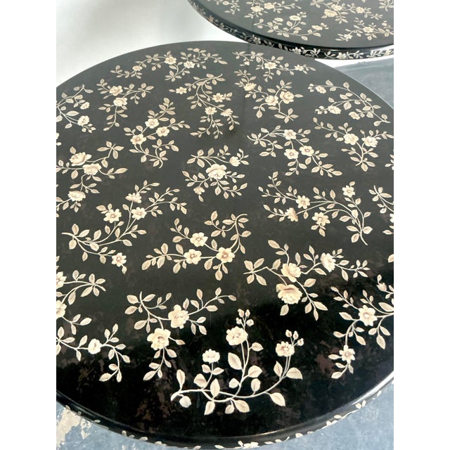 Vintage Boho Hand Painted Side Tables - A Pair For Sale In West Palm - Image 6 of 12