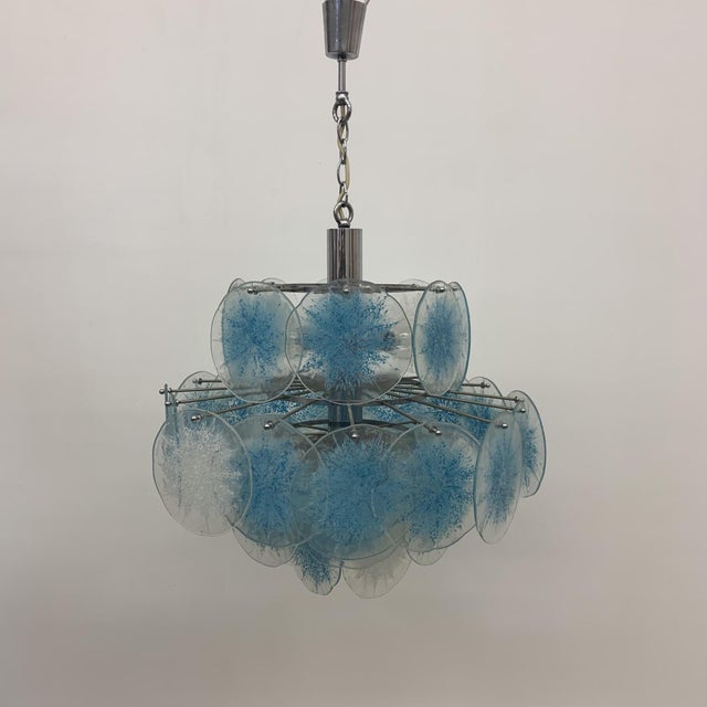 Blue Disc Chandelier by Vistosi, 1970s For Sale - Image 8 of 18