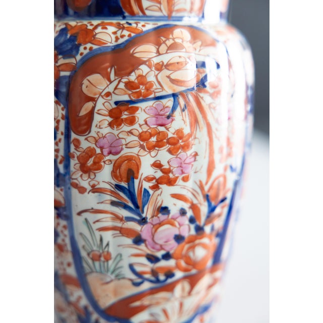 Blue Antique 19th Century Japanese Imari Porcelain Vases - A Pair For Sale - Image 8 of 12