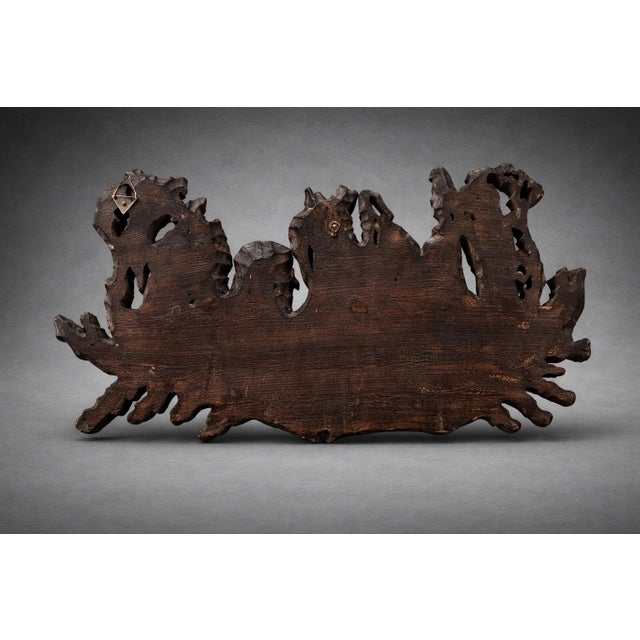 Vintage Hand-Carved Chinese Eight Immortals Wall Panel in Dark Hardwood, Figural Relief Sculpture For Sale - Image 4 of 7